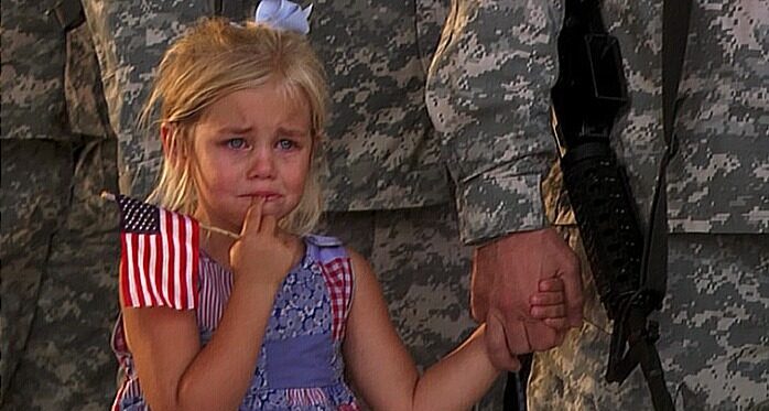 Little girl grieving the loss of her defender
